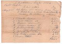 HANDWRITTEN MEMORANDUM TO A CAPT. BAXTER, "ARTICLES LOST IN MY VALISE COMING FROM TROY TO WHITEHALL, ON BOARD PACKET WHITEHALL HANDWRITTEN MEMORANDUM TO A CAPT. BAXTER, "ARTICLES LOST IN MY VALISE COMING FROM TROY TO WHITEHALL, ON BOARD PACKET WHITEHALL
