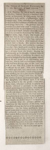 The Trial of Samuel Thorley for the Murder of Ann Smith