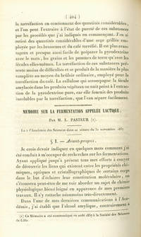 Memoire sur la fermentation appelee lactique