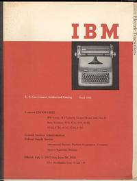 IBM Electric Typewriters, U. S. Government Authorized Catalog, Fiscal 1958