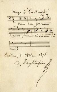 Autograph musical quotation signed and dated Dublin, October 8, 1875