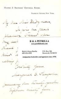 Autograph Letter Signed (ALS) on letterhead of Harper & Brothers Editorial Rooms, to a Miss Bridgman, 24 January 1895 Autograph Letter Signed (ALS) on letterhead of Harper & Brothers Editorial Rooms, to a Miss Bridgman, 24 January 1895