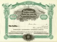 Fine Burlingame Telegraphing Typewriter Company Stock