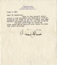 Typed letter signed to Guillermo Espinosa, conductor of the National Symphonic Orchestra,  Bogota, Colombia