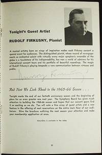 Rudolf Firkusny Autograph--program from 1965 Rachmaninoff Rhapsody on a These of Paganini Performance with Amarillo Symphony Orchestra Rudolf Firkusny Autograph--program from 1965 Rachmaninoff Rhapsody on a These of Paganini Performance with Amarillo Symphony Orchestra