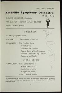 Van Cliburn Autograph--program from 1966 Tchaikovsky Piano Concerto No. 1, Performance with Amarillo Symphony Orchestra