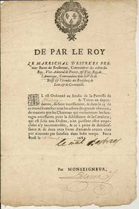 The Viceroy of New France orders upkeep for the supply roads at Brest  Printed document, signed