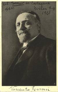 Postcard portrait photograph signed and dated Milan, April 9, 1928