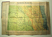 OFFICIAL STATE MAP AND PRELIMINARY GEOLOGIC AND ECONOMIC MAP OF NORTH DAKOTA. Issued by the Agricultural College Survey of North Dakota. Copyrighted 1902 by C. M. Hall
