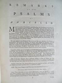 The First Fifty Psalms. Set to Music by Benedetto Marcello, Patrizio Veneto, and adapted to the English Version, by John Garth. Vol. I only [of 8]. Engrav'd. by Willm. Clark. [Keyboard-vocal score]. London: John Johnson