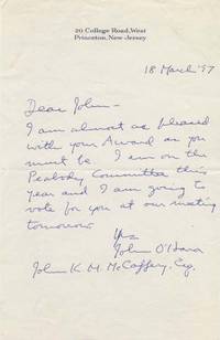 American Writing Giant John O’Hara Congratulates A New York Television Personality