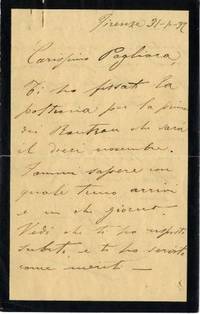 Autograph letter signed to Rocco Pagliara, music librarian at the conservatory of music at San Pietro a Majella in Naples