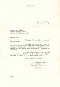 Ralph Kiner Gives His Consent To Start A Pittsburgh Fan Club