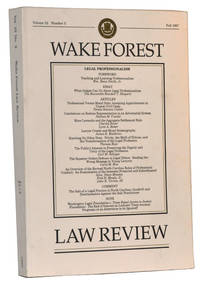 Wake Forest Law Review, Volume 32, Number 3 (Fall 1997) Wake Forest Law Review, Volume 32, Number 3 (Fall 1997)