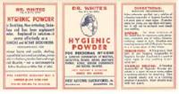 Packaging label for Dr. White's Hygienic Powder for Personal Hygiene Packaging label for Dr. White's Hygienic Powder for Personal Hygiene