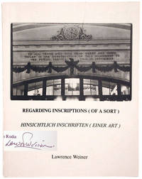 Regarding Inscriptions (Of a Sort) / Hinsichtlich Inschriften (Einer Art)