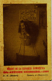Original CDV of a grotesque mask mounted on an urn, with the printed caption "Recort de la Exposici&oacute; Humor&iacute;stica dels Antichs Guerrers.--1899