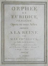 Orph&eacute;e et Euridice, Trag&eacute;die Opera en trois Actes. [Subtitle]: D&eacute;di&eacute;e A La Reine... Les Parolles sont de M. Moline. Repr&eacute;sent&eacute;e pour la premiere fois par l'Acad&eacute;mie Royale de Musique le Mardy 2 Aoust 1774. [Full score]