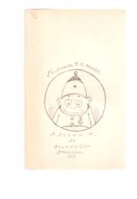 A BROWNIE ---by Palmer Cox ( Original Art )( Brome Lake Quebec 1917 )