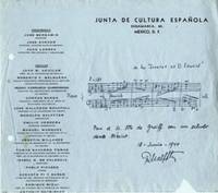 Autograph musical quotation signed and dated June 18, 1940