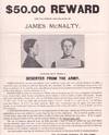 $50.00 REWARD FOR THE ARREST AND DELIVERY OF JAMES McNALTY, CHARGED WITH BEING A DESERTER FROM THE ARMY