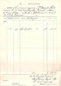 INVOICE DELIVERED BY THOMAS T. CASWELL,  FLEET PAYMASTER,  U.S. FLAGSHIP "PENSACOLA"  TO  I. GOODWIN HOBBS,  PAYMASTER, U.S.S. "TUSCARORA":