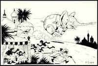 ORIGINAL ART: FLYING ELEPHANT FROM RAGGEDY ANIMAL BOOK