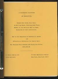 A Celebrated Collection of Aeronautica.  Formed Over Fifty Five Years by  William Rhode, Distinguished Flyer, Member of the Aviation Hall of Fame,  Historian of that Institution.  Now in the Possession of Herbert R. Jacobs  [etc.]