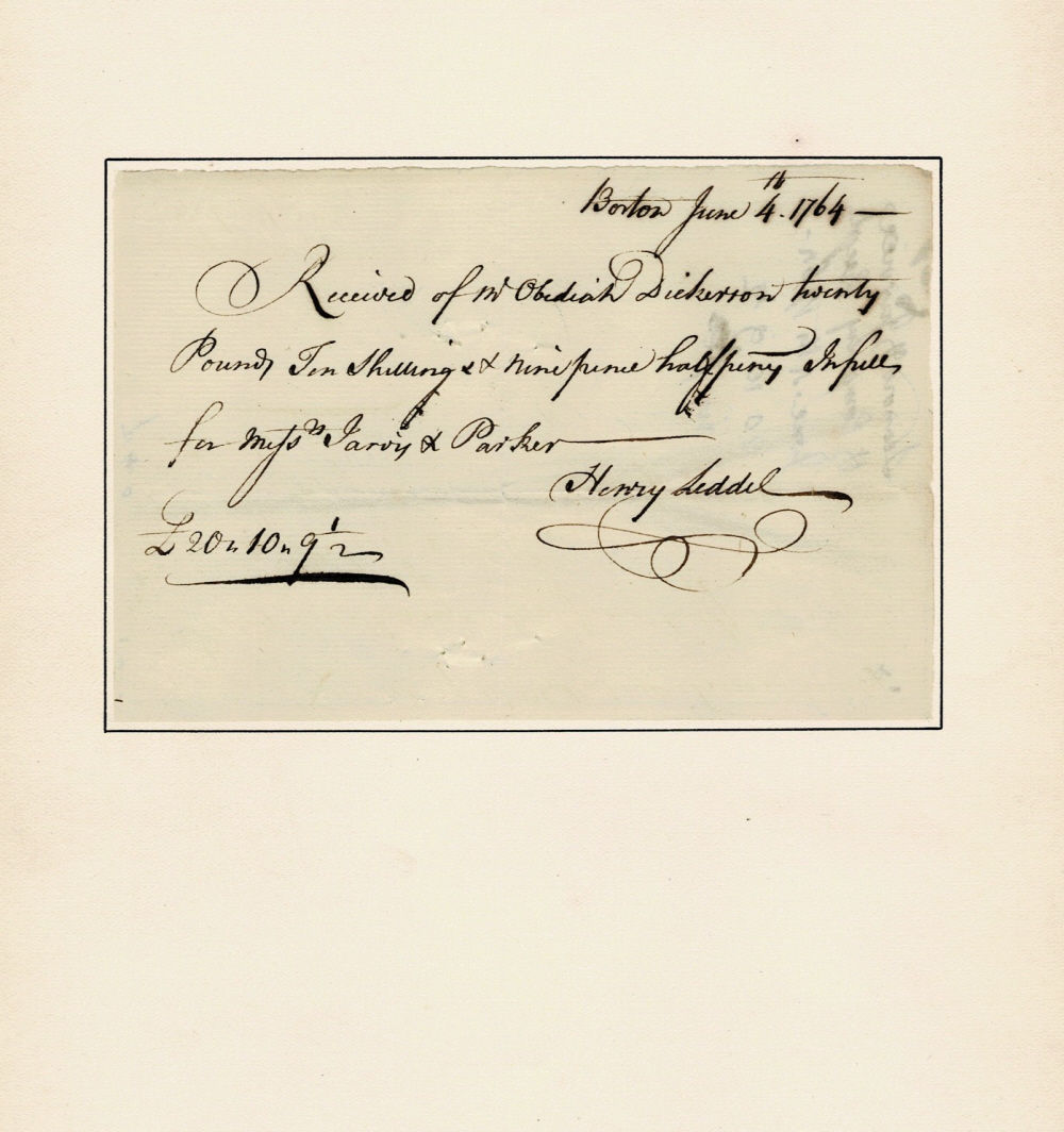 AUTOGRAPH DOCUMENT SIGNED by the Boston Merchant HENRY LEDDEL, who was later proscribed as an 