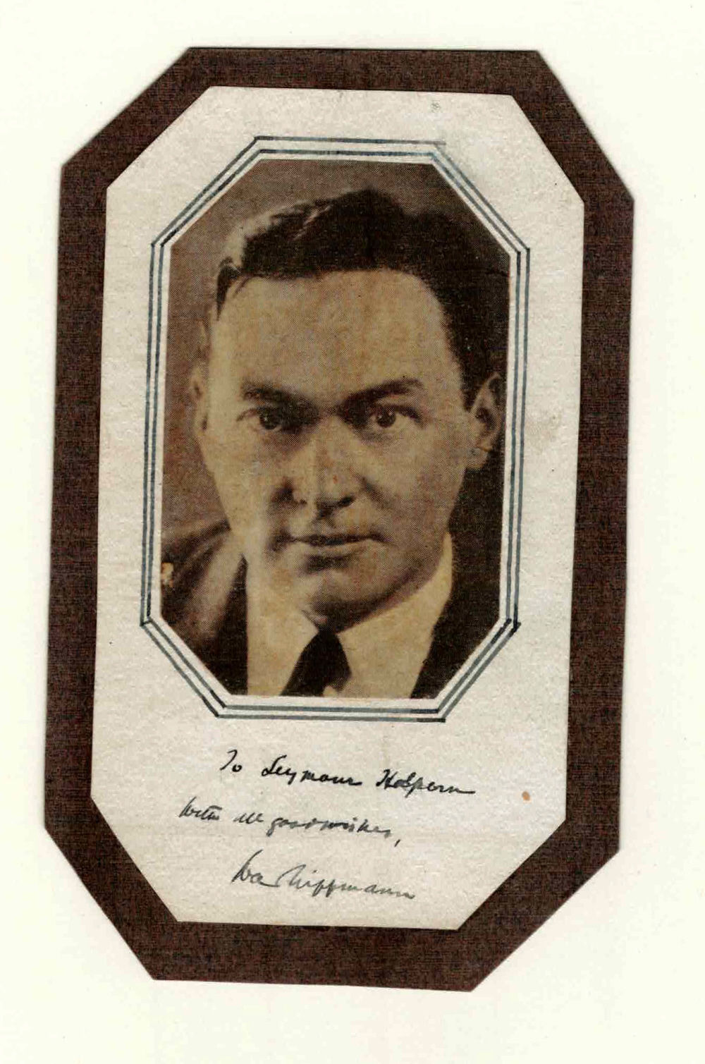 Image for A PHOTOGRAPH of the American Journalist WALTER LIPPMANN, INSCRIBED & SIGNED by HIM. A PHOTOGRAPH of the American Journalist WALTER LIPPMANN, INSCRIBED & SIGNED by HIM.