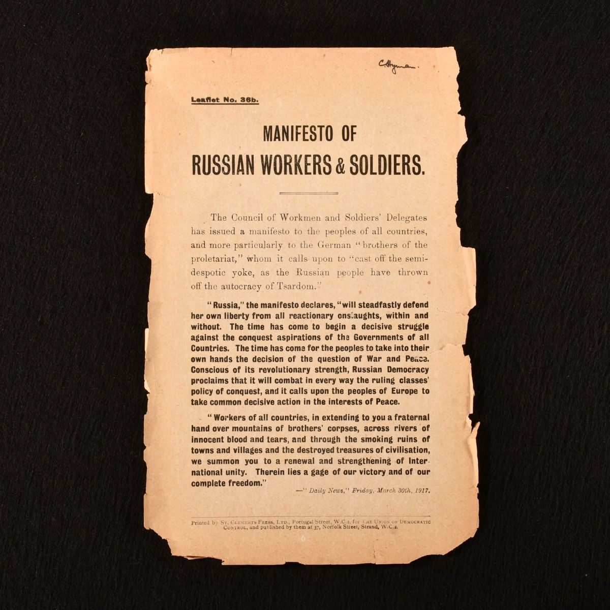  - Manifesto of Russian Workers & Soldiers