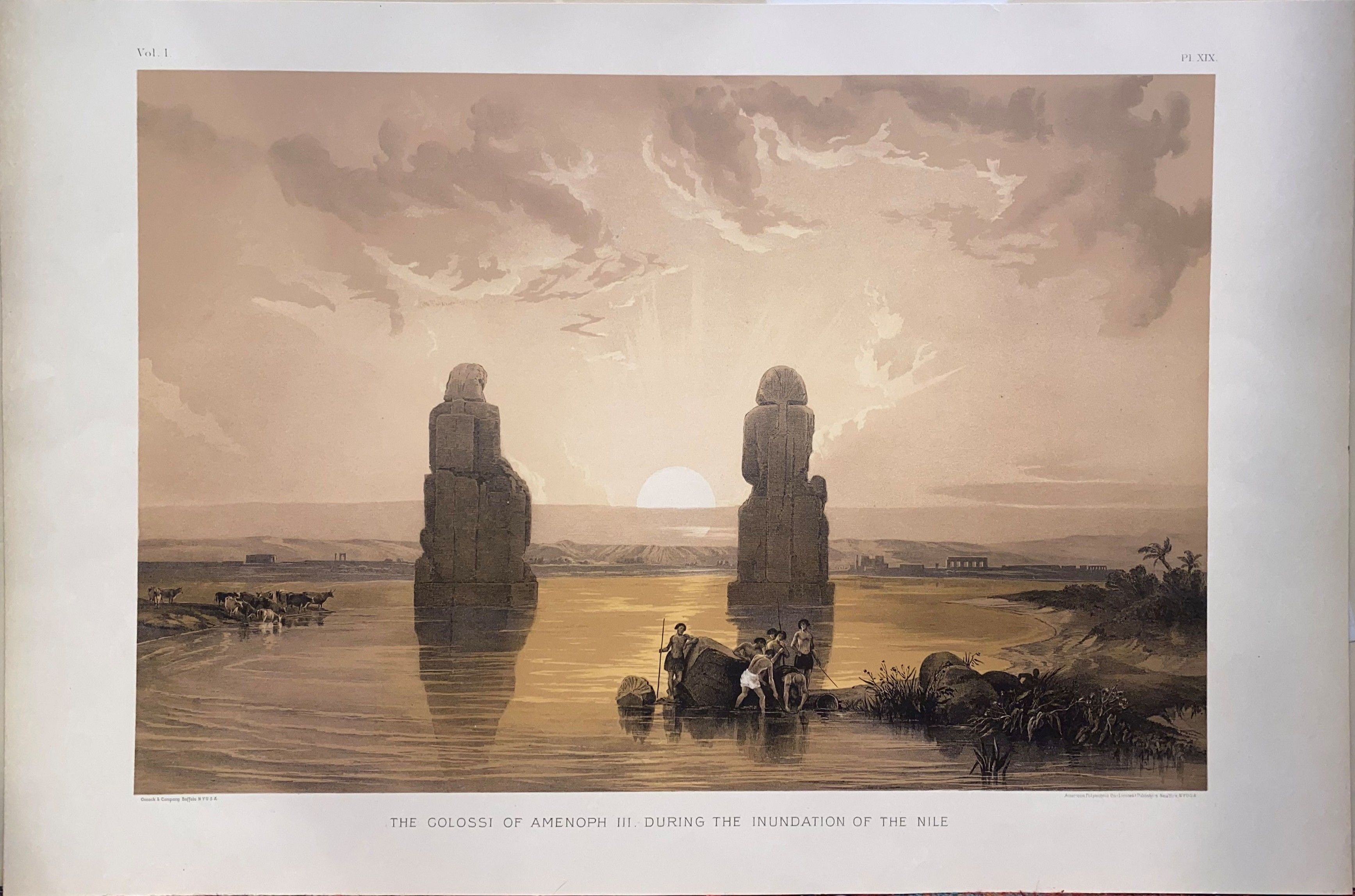 Image for The Colossi of Amenoph III. During the Inundation of the Nile. Plate XIX The Colossi of Amenoph III. During the Inundation of the Nile. Plate XIX