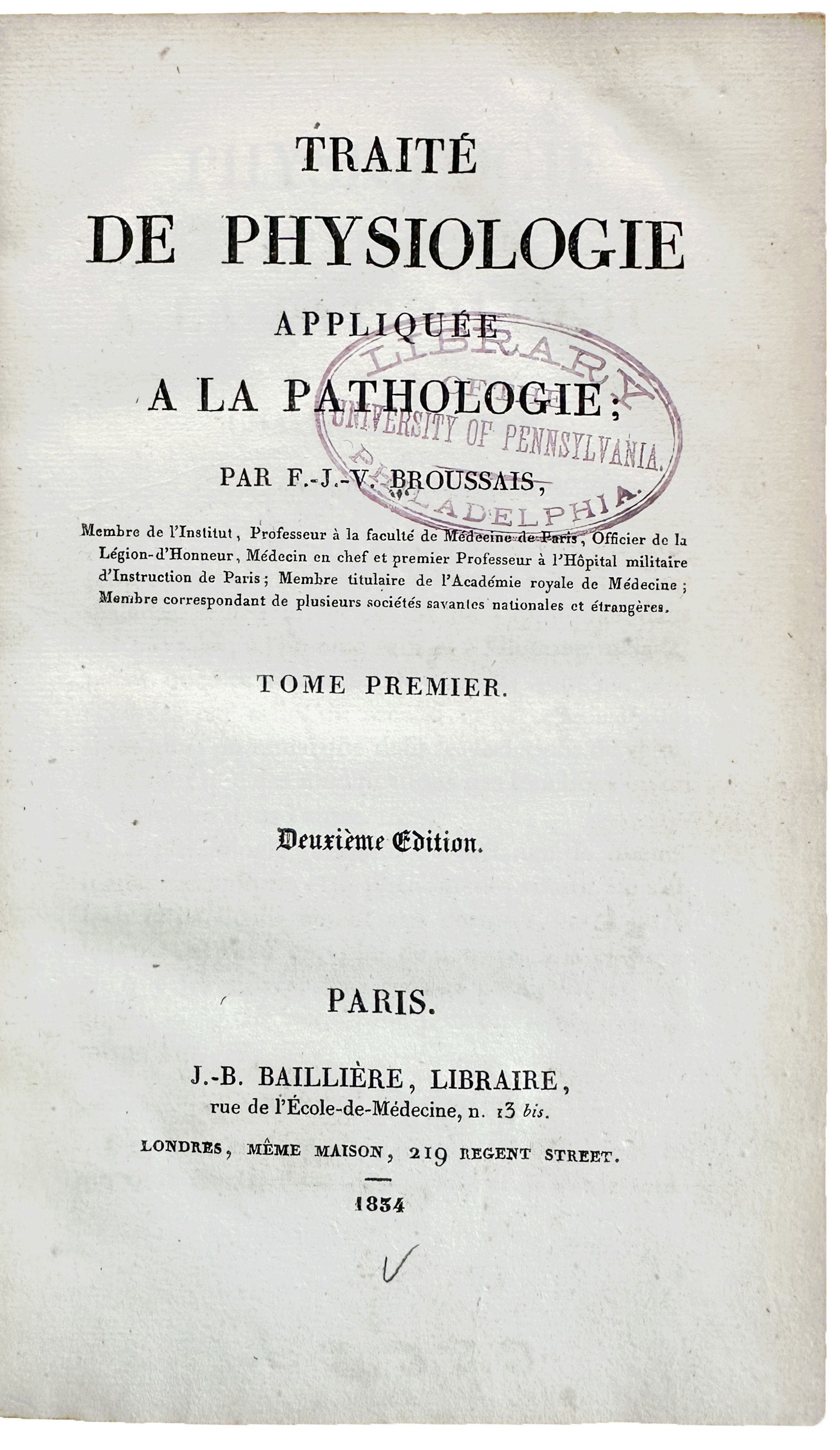 Traite de Physiologie appliquee a la pathologie.