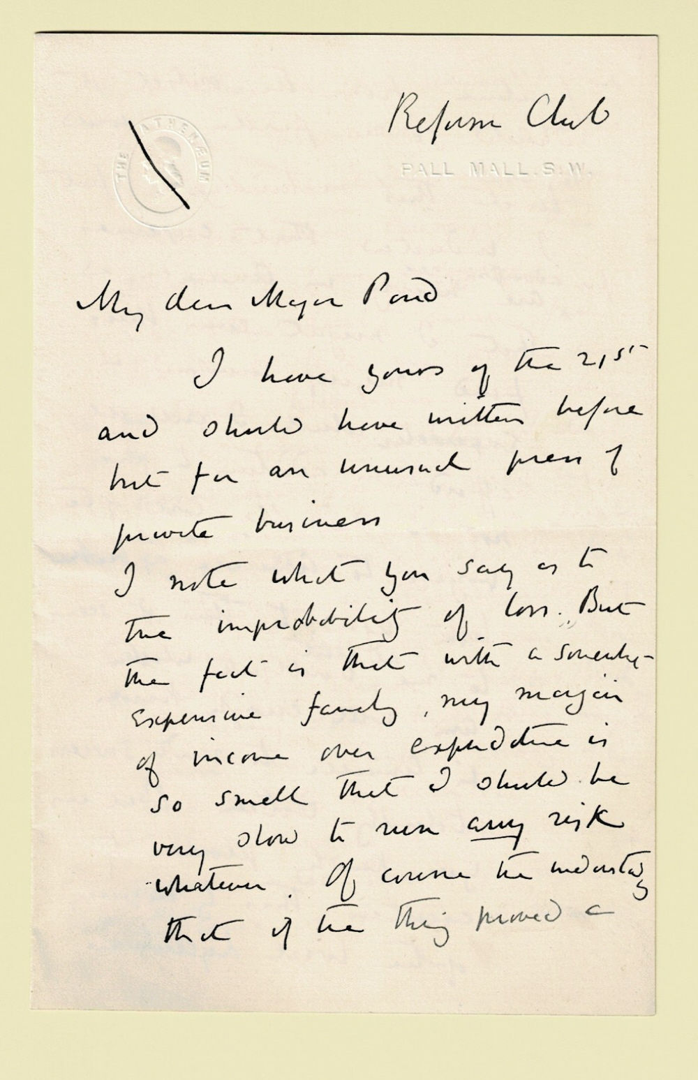 Image for AUTOGRAPH LETTER SIGNED by the popular Anglo-Welsh school poet LEWIS MORRIS to the American lecture manager Major James B. Pond, about his financial concerns over lecturing in America. AUTOGRAPH LETTER SIGNED by the popular Anglo-Welsh school poet LEWIS MORRIS to the American lecture manager Major James B. Pond, about his financial concerns over lecturing in America.