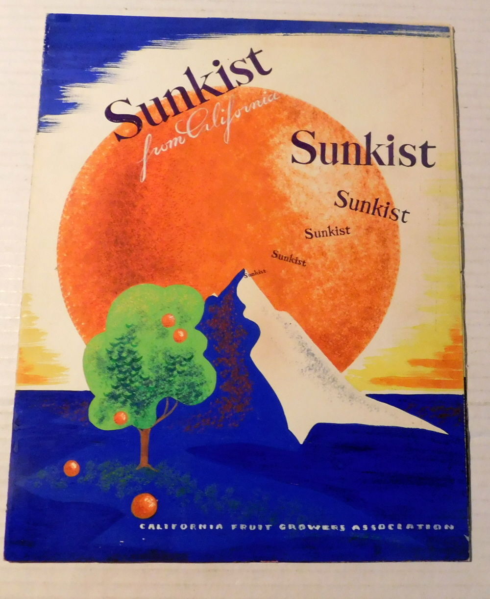 ORIGINAL MOCK-UP & WATERCOLOR ART WORK by FRIDOLF JOHNSON for a proposed poster advertisement for SUNKIST.