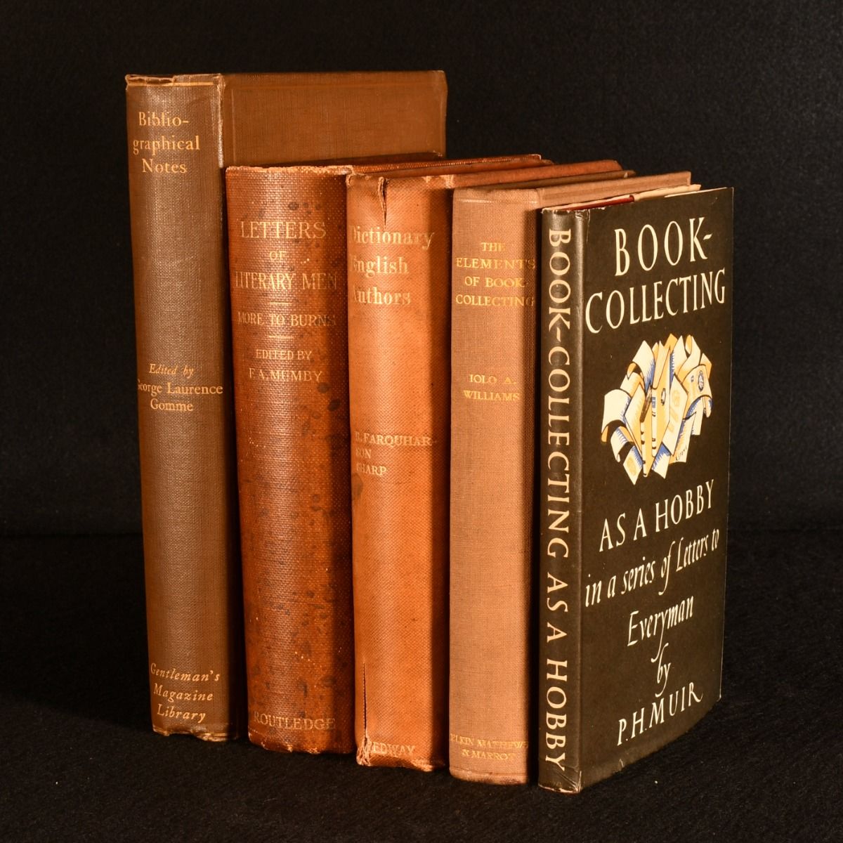 F. A. Mumby [ed]; P.H. Muir; Iolo A. Williams; R. Farquharson Sharp; George Laurence Gomme - Book Collecting Reference Works