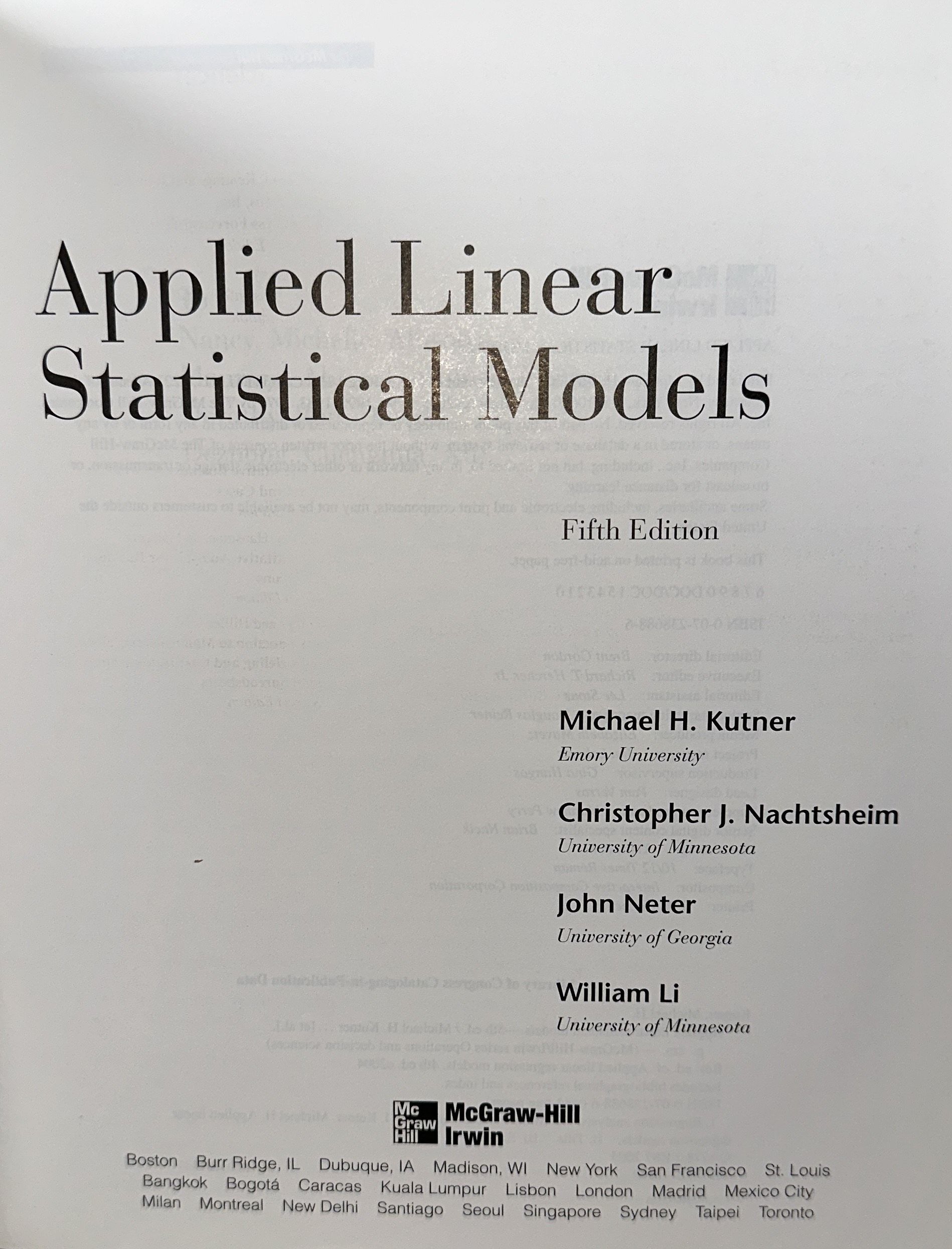 Applied Linear Statistical Models