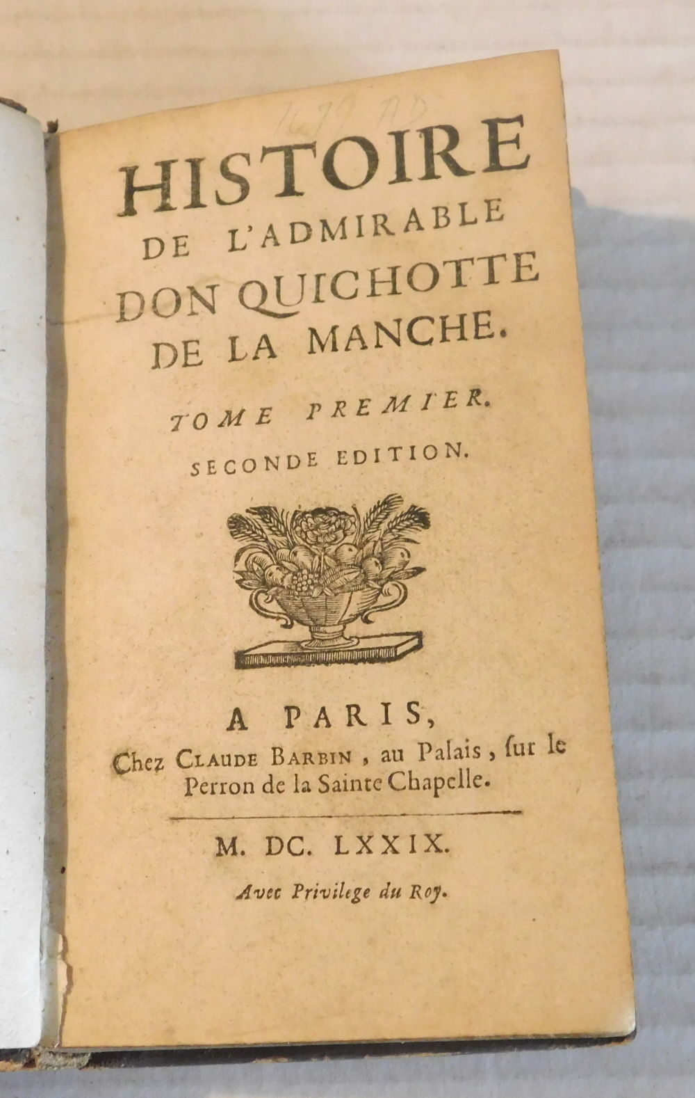 Image for HISTOIRE DE L'ADMIRABLE DON QUICHOTTE DE LA MANCHE. (Volume 1 only). HISTOIRE DE L'ADMIRABLE DON QUICHOTTE DE LA MANCHE. (Volume 1 only).