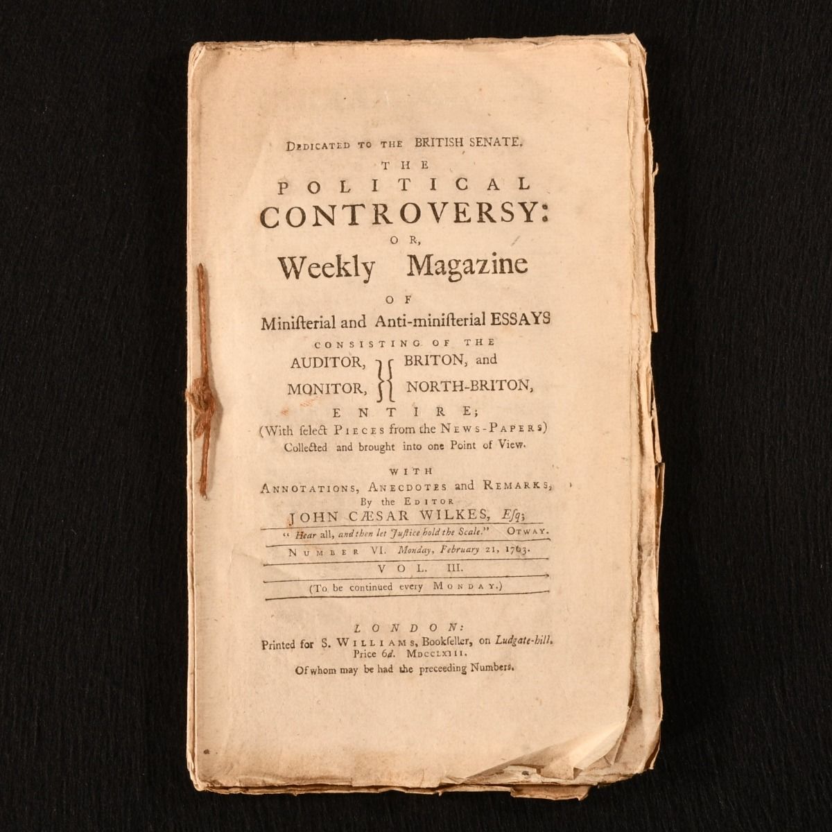 John Caesar Wilkes [ed.] - The Political Controversy: Or Weekly Magazine of Ministerial and Anti-Ministerial Essays