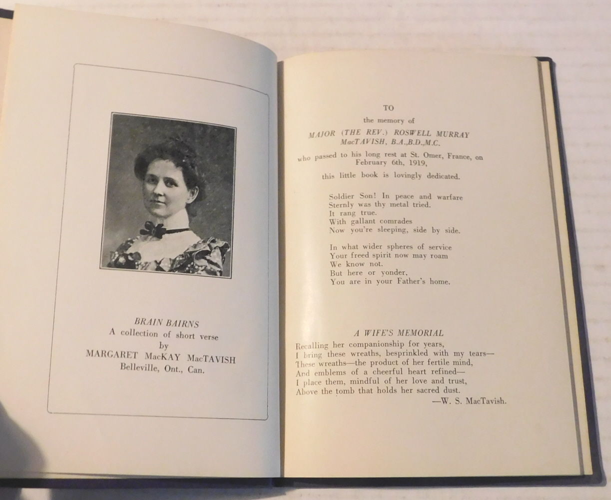 BRAIN BAIRNS. A collection of short verse by Margaret MacKay MacTavish Belleville, Ont., Can. [INSCRIBED & SIGNED by her husband the REV. WILLIAM SHARPE MACTAVISH].