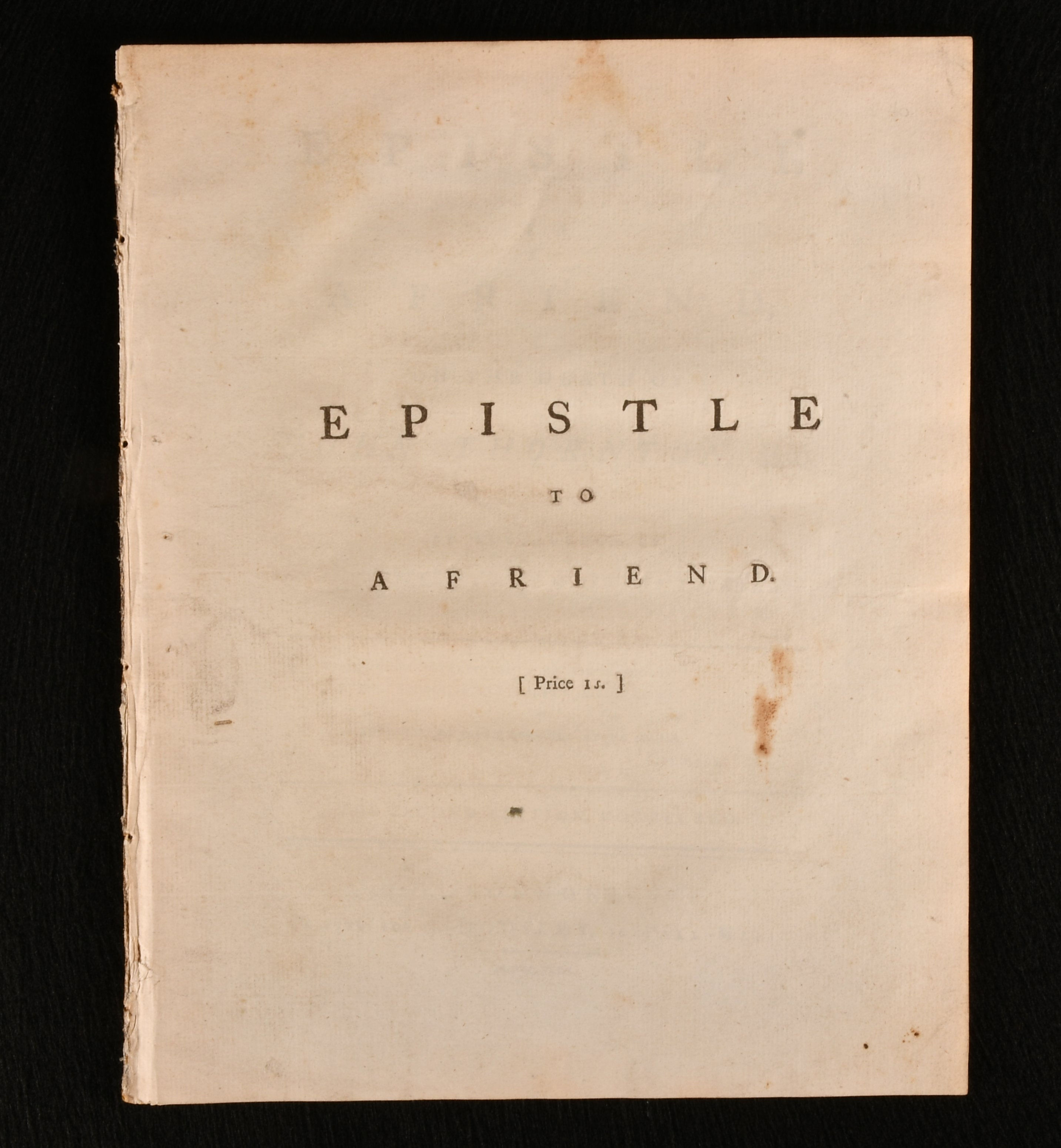 [William Hayley] - Epistle to a Friend on the Death of John Thornton