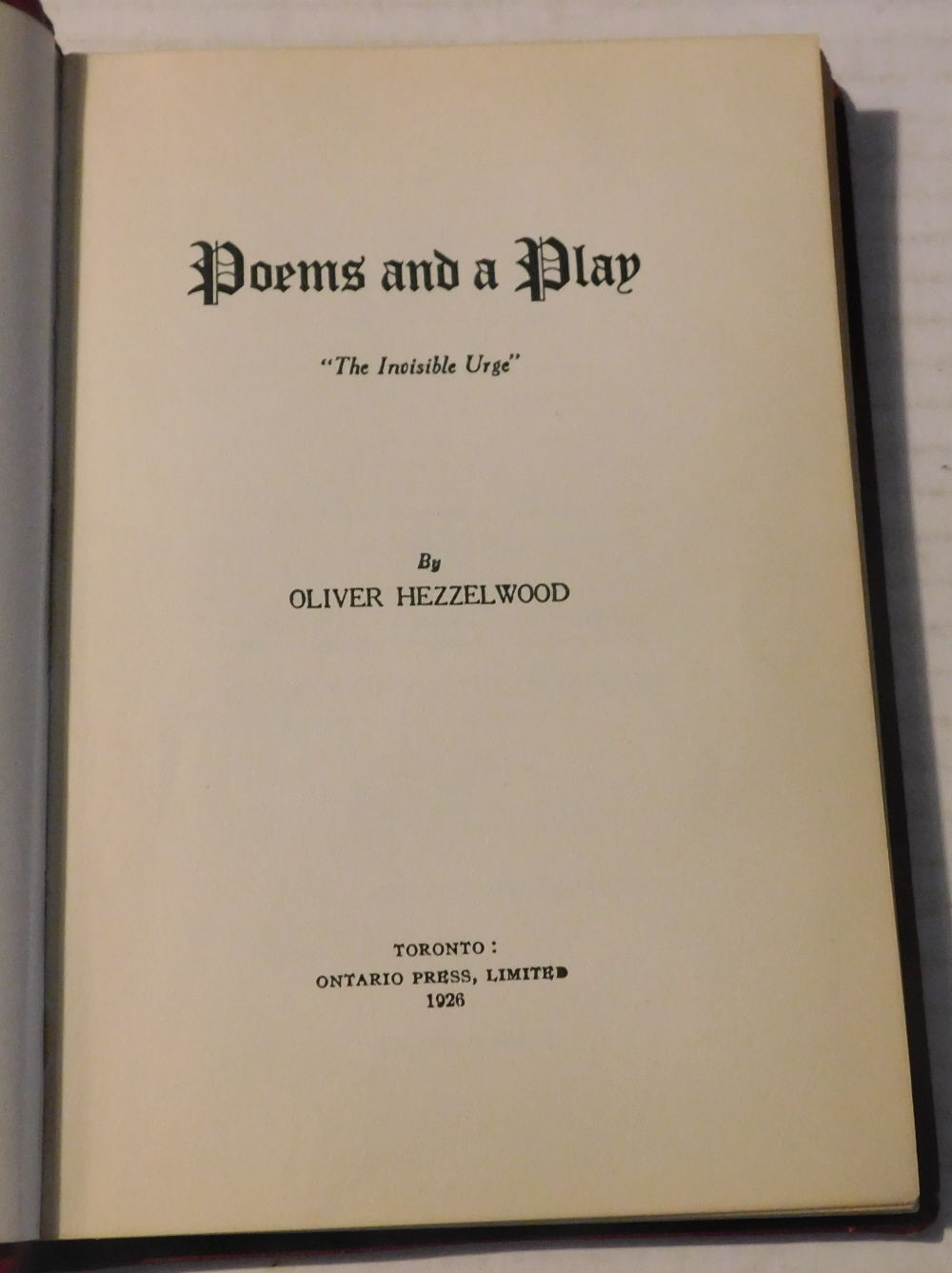 POEMS AND A PLAY: 