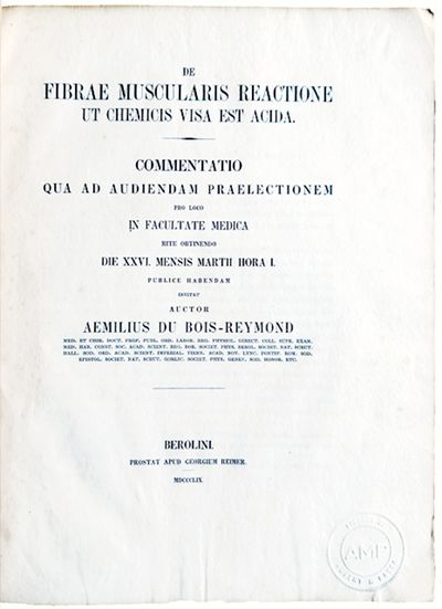 De Fibrae Muscularis Reactione Ut Chemicis Visa Est Acida. Commentatio qua ad audiendam praelectionem, pro loco in facultate medica, rite obtinendo Die XXVI. Mensis Martii Hora I.