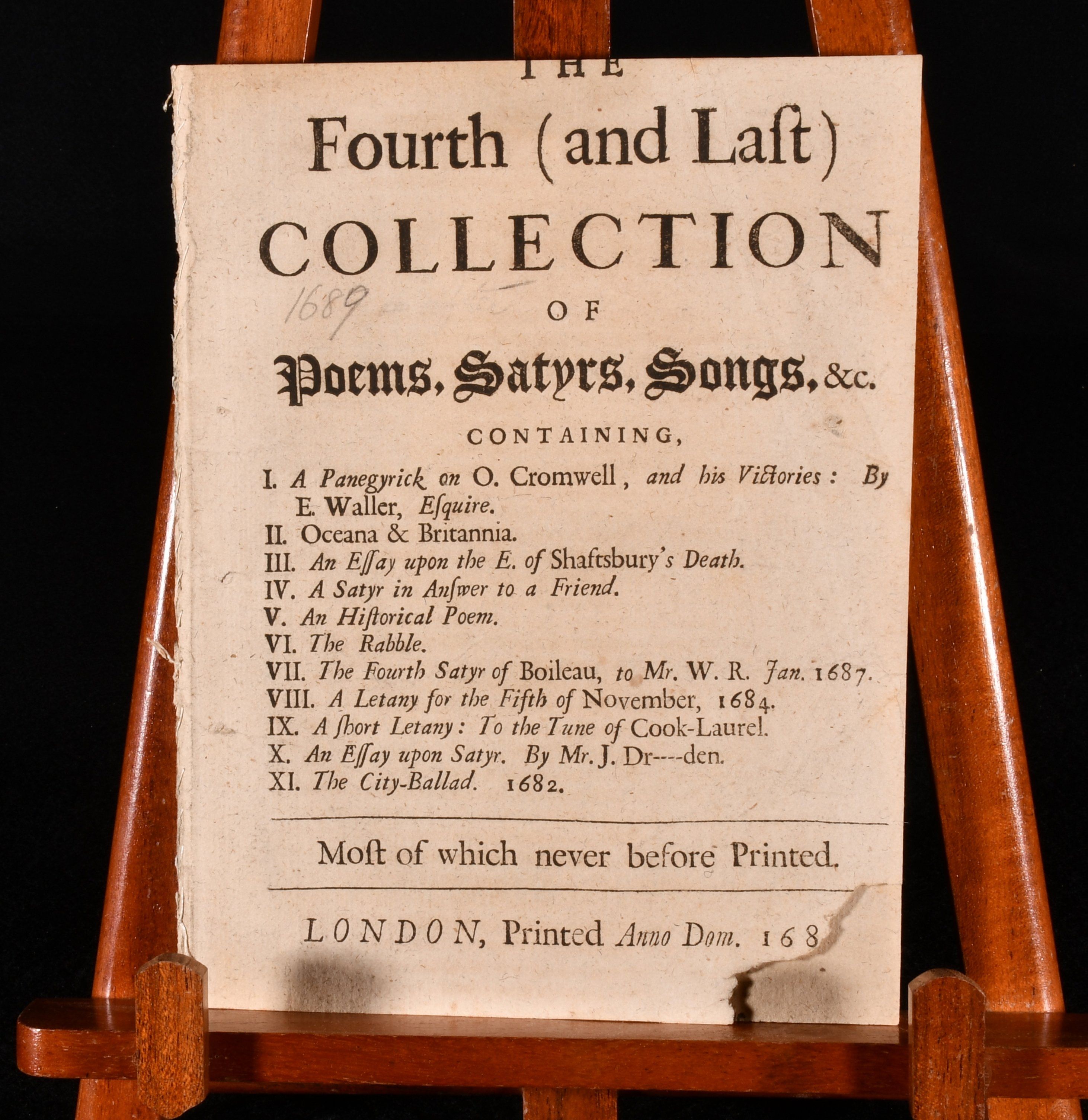 Edmund Waller; John Dryden et al - The Fourth and Last Collection of Poems Satyrs Songs Etc.
