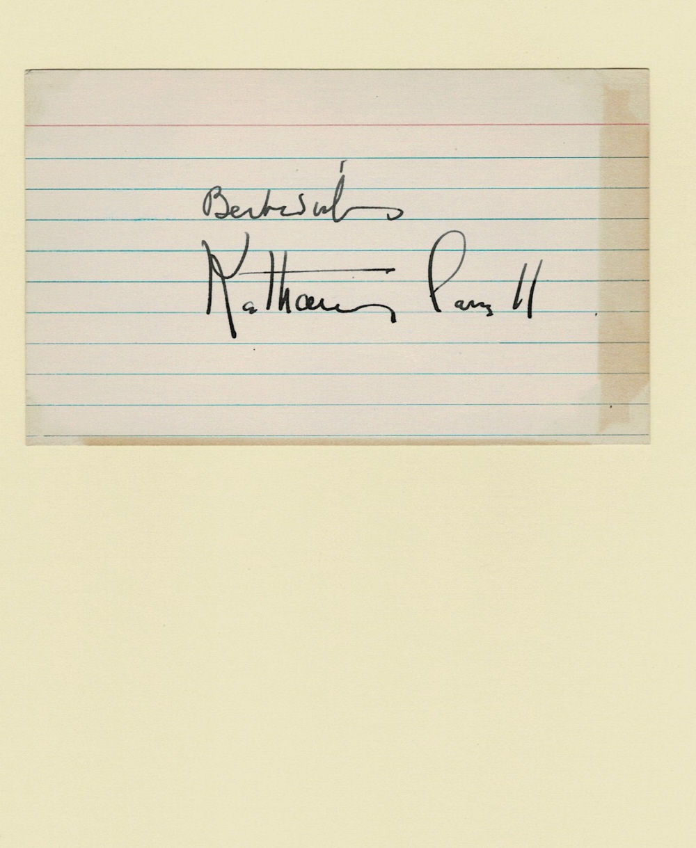 AUTOGRAPH: An Index Card SIGNED by 