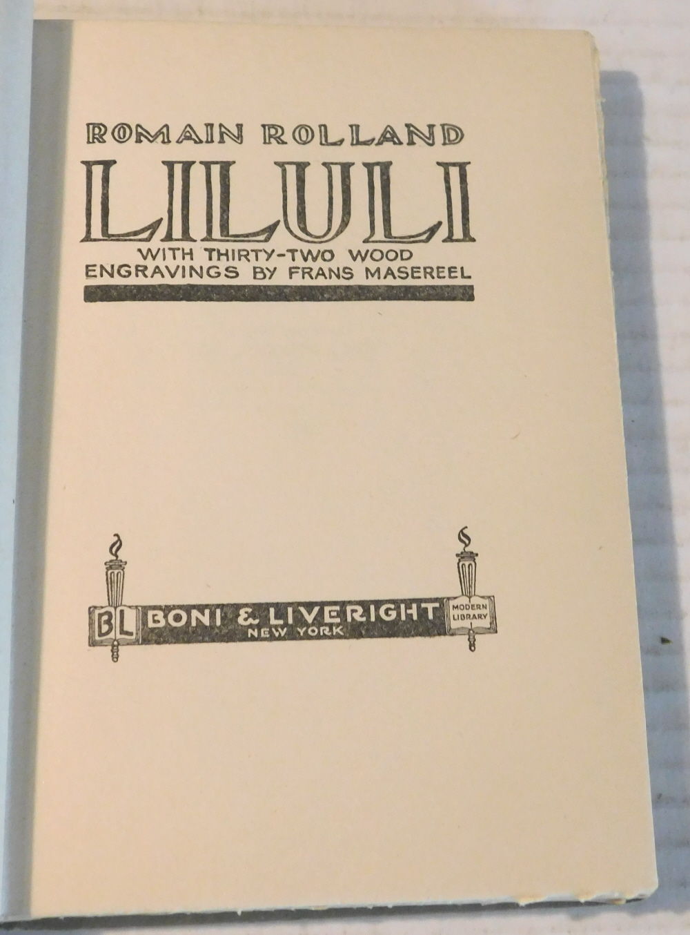 LILULI. With Thirty-Two Wood Engravings by Frans Masereel.