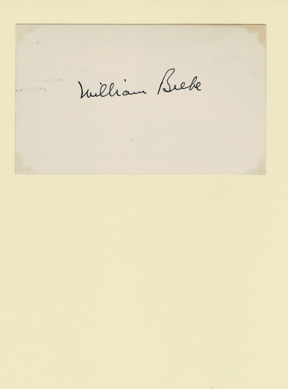 AUTOGRAPH: An Index Card SIGNED by the AMERICAN NATURALIST, ORNITHOLOGIST and EXPLORER WILLIAM BEEBE.