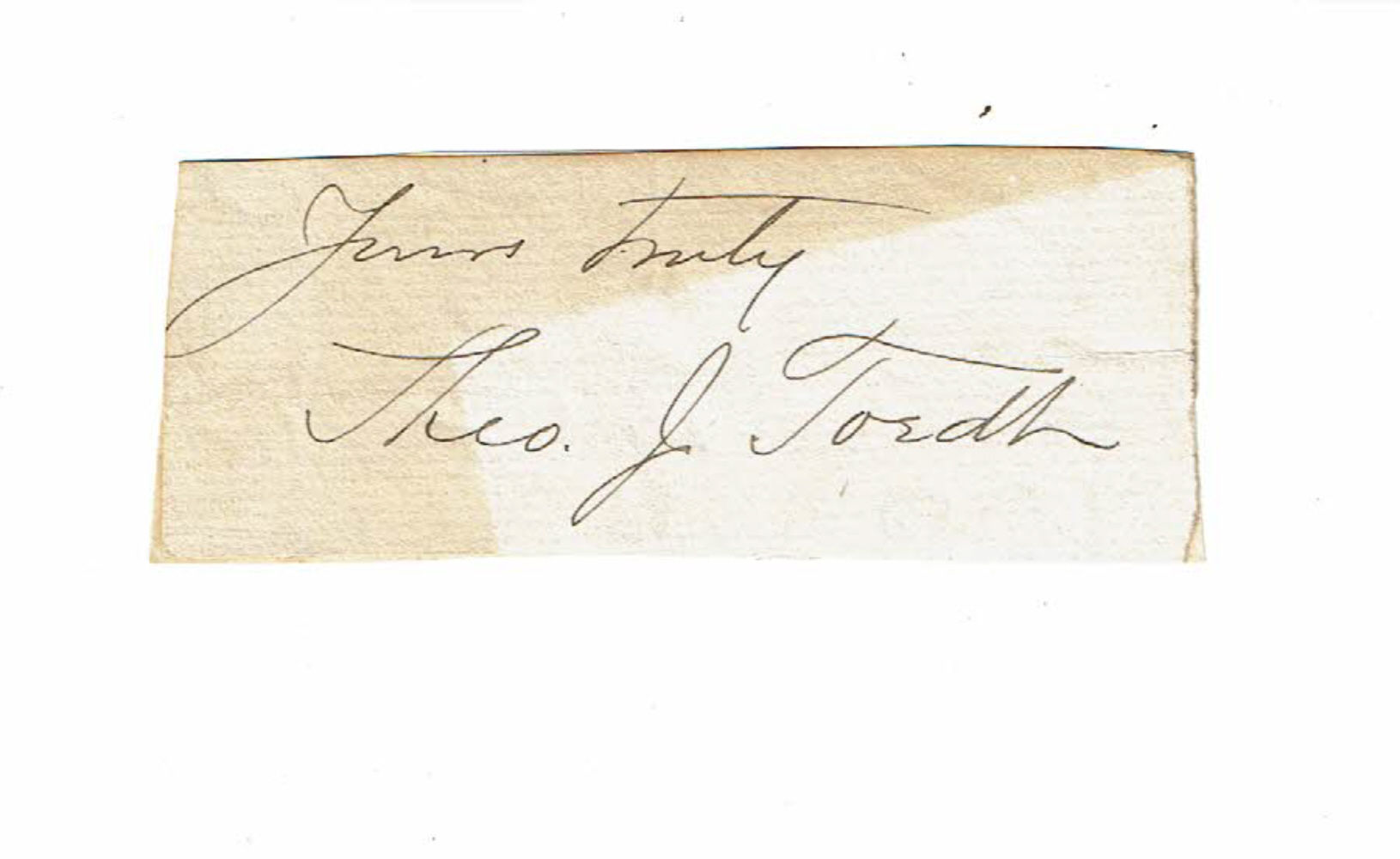 Toedt, Theodore (1855-1920). American tenor best known as a boy soprano. - A Card Inscribed and Signed by American Boy Soprano Theodore Toedt.