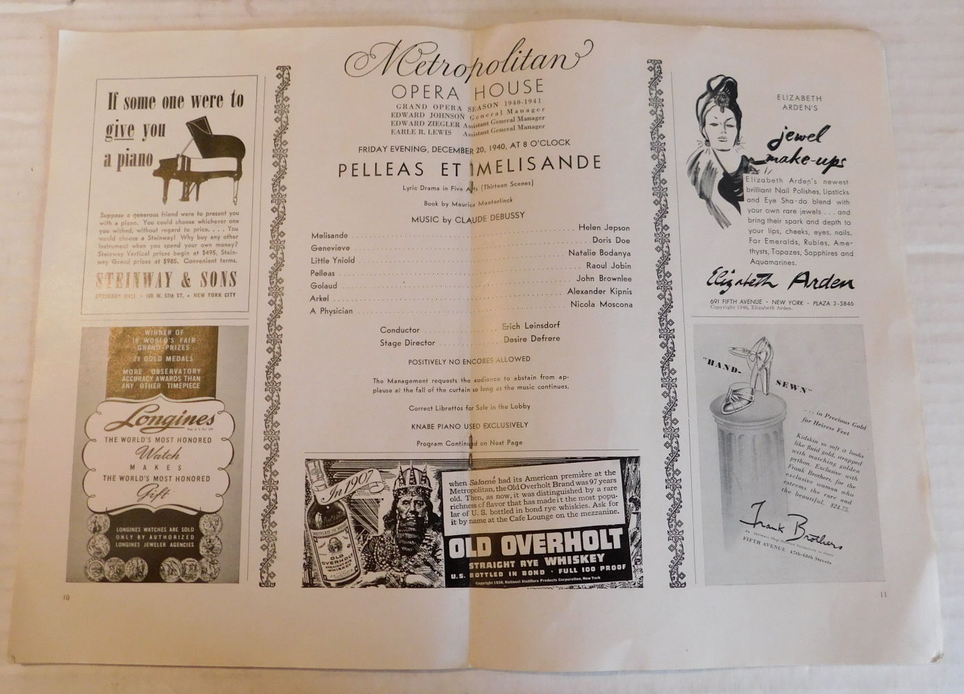 Image for ORIGINAL PROGRAM for the METROPOLITAN OPERA HOUSE production of PELLEAS ET MELISSANDE starring the American soprano HELEN JEPSON as Melissande on Friday Evening, December 20, 1940. ORIGINAL PROGRAM for the METROPOLITAN OPERA HOUSE production of PELLEAS ET MELISSANDE starring the American soprano HELEN JEPSON as Melissande on Friday Evening, December 20, 1940.