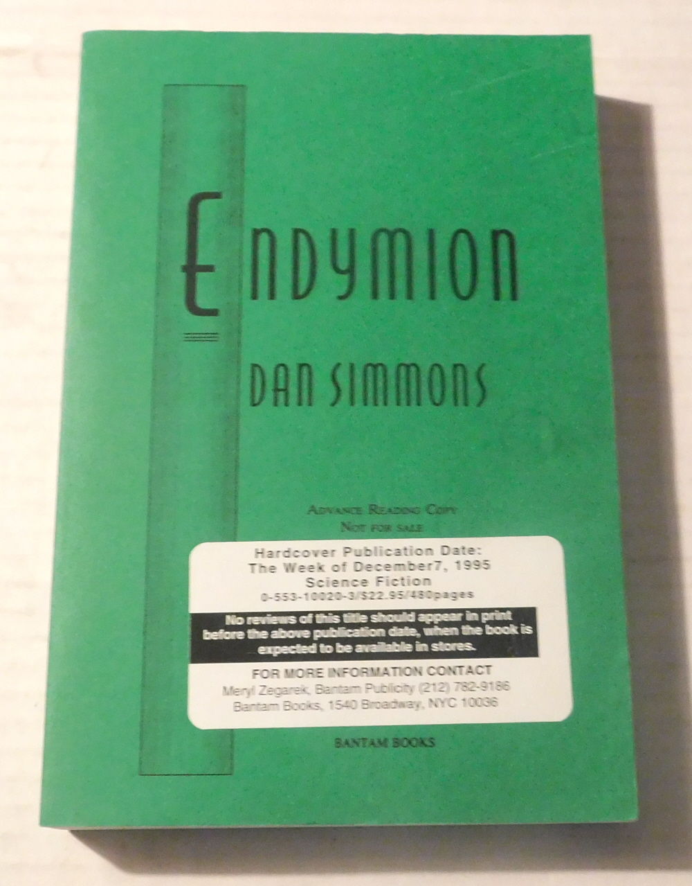 ENDYMION. [Advance Reading Copy].